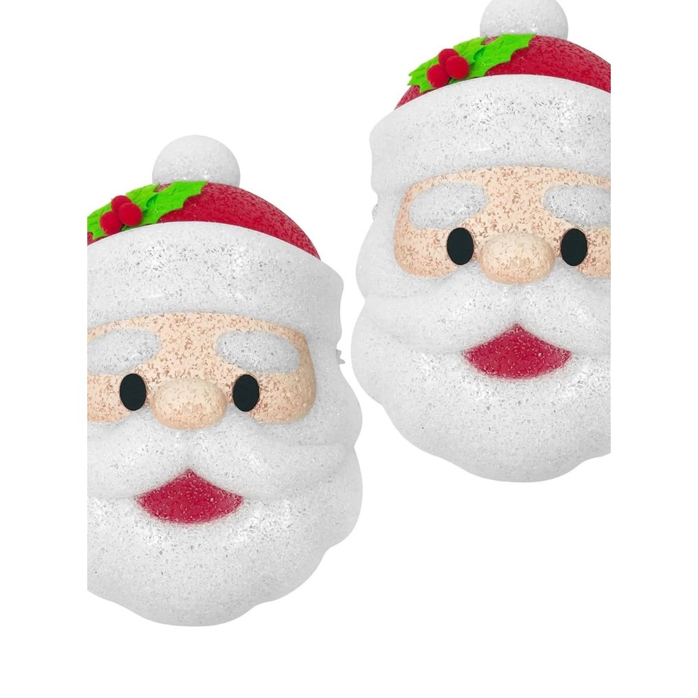 2 Santa Claus Porch Light Covers Christmas Decoration EVA Plastic Red Whit